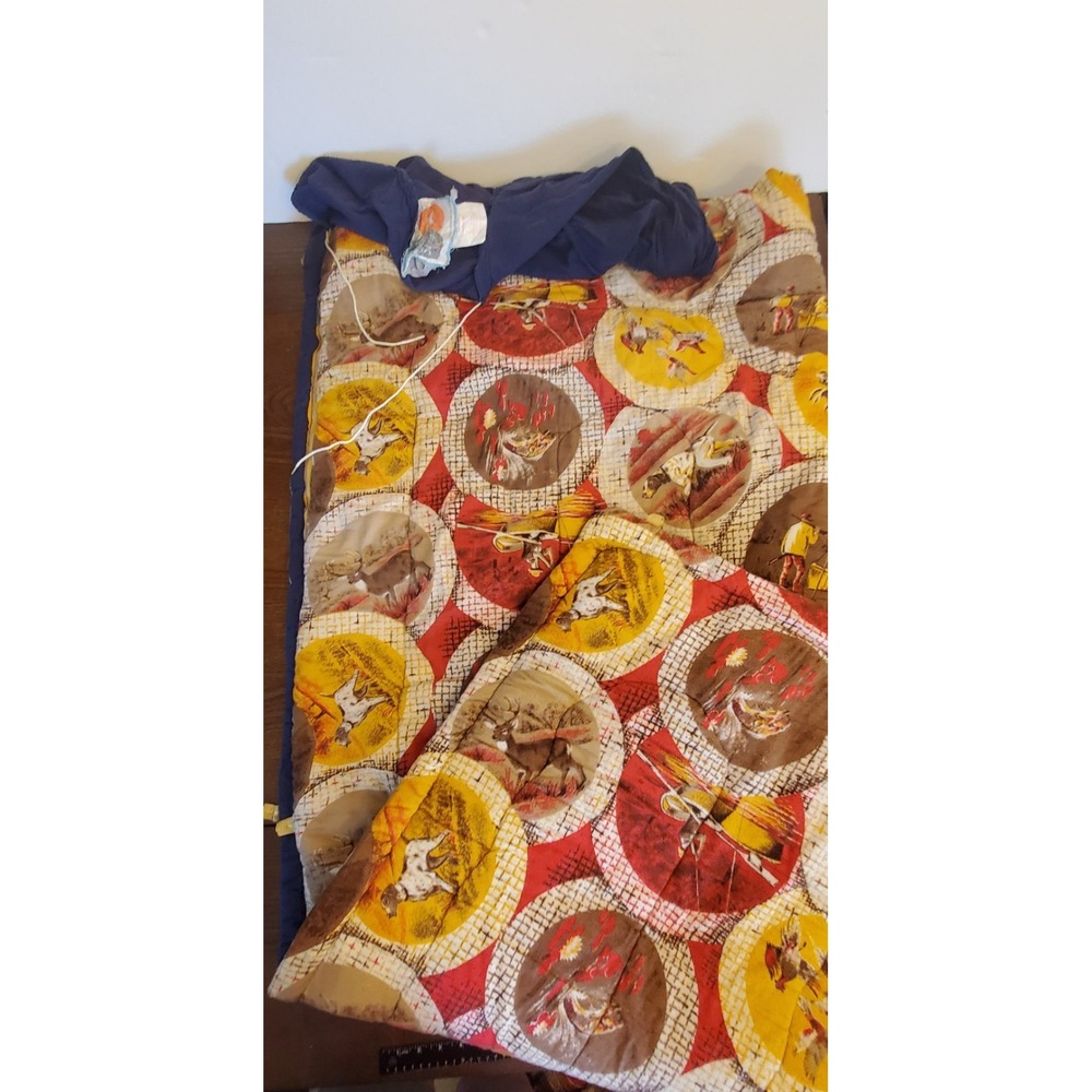 Vintage Hunting‎ Outdoor Scenes WHITE STAG Sleeping Bag 30"x 72" Flannel Lining